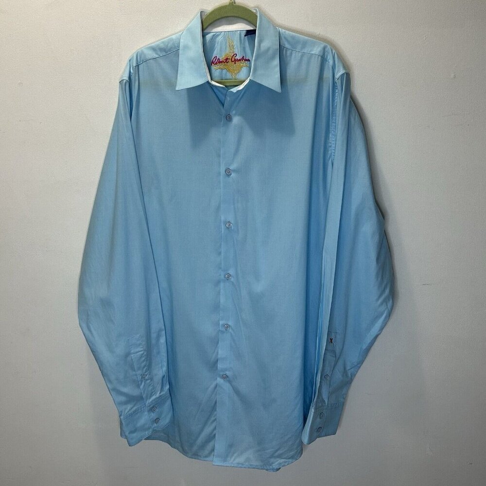 Robert Graham 1xt Solid Light Blue Button Down Lo… - image 1
